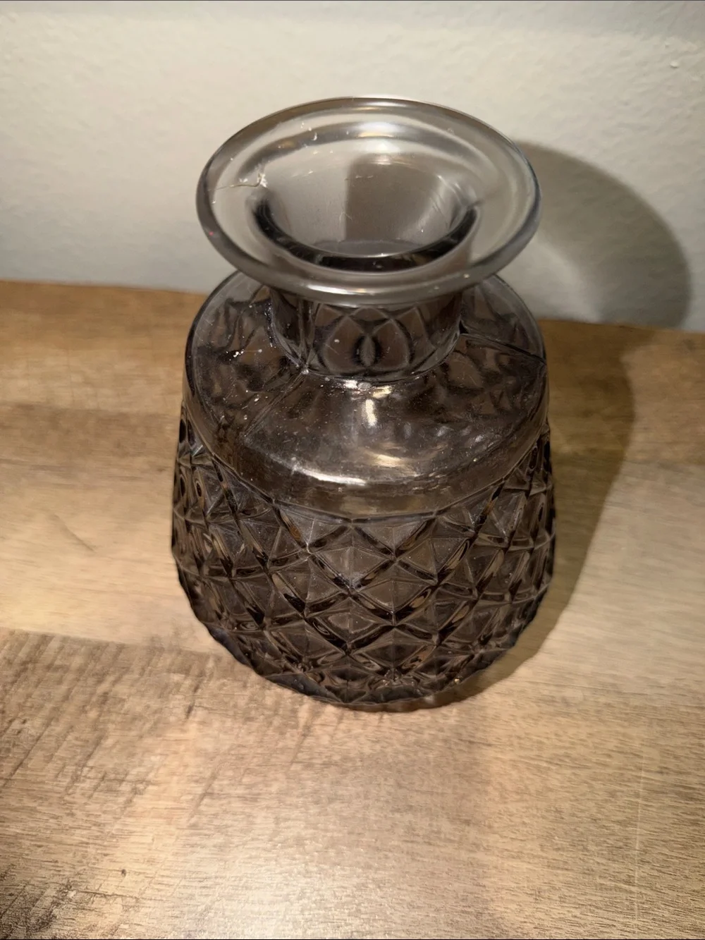 Smoked Glass Textured Decorative Vase